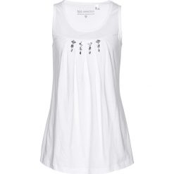 Top bonprix biało-srebrny. Białe topy damskie bonprix. Za 44,99 zł.