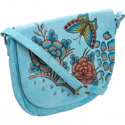 Piękna torebka folk ręcznie malowana skóra handmade. Torebki klasyczne damskie Merg Selection, w paski, z tkaniny, klasyczne, na ramię, bez dodatków. Za 225,90 zł.