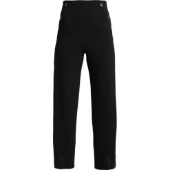 Spodnie z wysokim stanem: Miss Selfridge BUTTON WAIST WIDE LEG TROUSER Spodnie materiałowe black