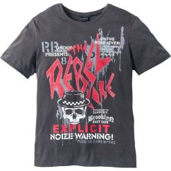 T-shirt Slim Fit bonprix antracytowy. Szare t-shirty męskie bonprix, xl, z nadrukiem, bez kołnierzyka. Za 34,99 zł.