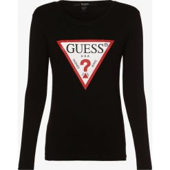 Guess Jeans - Damska koszulka z długim rękawem, czarny. Czarne koszulki damskie Guess Jeans, xs, z nadrukiem, z jeansu, bez kołnierzyka. Za 139,95 zł.