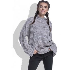 Mocca Golf Melanżowy Luźny z Szerokimi Rękawami. Szare swetry damskie Molly.pl, s, bez wzorów, z dzianiny, eleganckie, bez rękawów, długie, bez kaptura. W wyprzedaży za 69,95 zł.