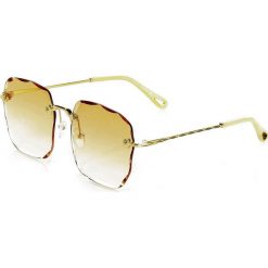 Geometryczne okulary przeciwsłoneczne mazzini mysterious look żółty. Żółte okulary przeciwsłoneczne damskie LOOKS STYLE EYEWAER. W wyprzedaży za 59,90 zł.