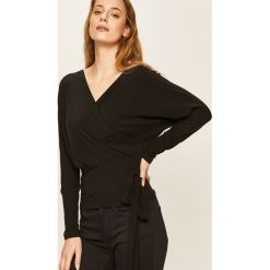 Answear - Bluzka. Czarne bluzki damskie ANSWEAR, s, bez wzorów, z elastanu, eleganckie, bez kołnierzyka, z długim rękawem. W wyprzedaży za 59,90 zł.