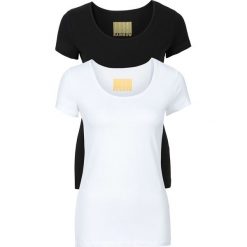 T-shirty damskie z okrągłym dekoltem (2 szt.) bonprix biały + czarny. Białe t-shirty damskie bonprix, bez wzorów, z okrągłym kołnierzem. Za 55,98 zł.