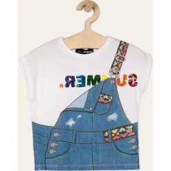 Desigual - T-shirt dziecięcy 104-164 cm. Białe bluzki dziewczęce Desigual, z nadrukiem, z bawełny, z okrągłym kołnierzem, z krótkim rękawem, krótkie, bez kaptura. Za 149,90 zł.
