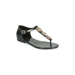 Sandały Melissa HONEY CHROME. Czarne sandały damskie Melissa, bez wzorów, bez obcasa, bez zapięcia. W wyprzedaży za 239,20 zł.