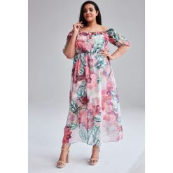 Sukienka Alie odcienie różu maxi duże rozmiary OVERSIZE PLUS SIZE WIOSNA. Różowe sukienki damskie Moda Size Plus Iwanek, na co dzień, na lato, s, bez wzorów, z elastanu, z falbankami, plus size, bez rękawów, maxi, rozkloszowane. Za 269,00 zł.