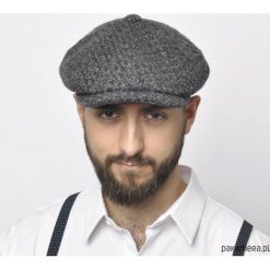 Elegancki kaszkiet męski THOMAS. Szare kaszkiety męskie Pakamera, bez wzorów, z bawełny, eleganckie. Za 150,00 zł.