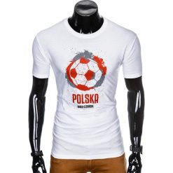 T-SHIRT MĘSKI Z NADRUKIEM S965 - BIAŁY. Białe t-shirty męskie Ombre Clothing, s, z nadrukiem, bez kołnierzyka. Za 19,99 zł.