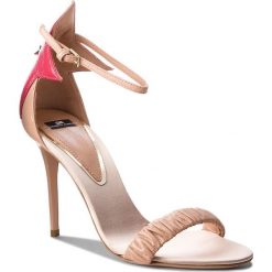 Sandały ELISABETTA FRANCHI - SA-22L-87E2-V380 Carne/Lampone R49. Różowe klapki damskie marki Elisabetta Franchi, z aplikacjami, ze skóry, bez obcasa, na obcasie. W wyprzedaży za 1089,00 zł.