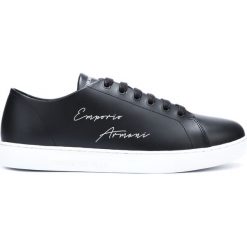Emporio Armani Tenisówki Czarny. Czarne trampki męskie Emporio Armani, bez wzorów, ze skóry, bez zapięcia. Za 865,95 zł.
