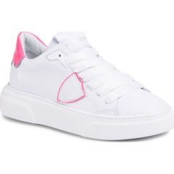 Sneakersy PHILIPPE MODEL - Temple BYLD VF02 Blanc/Fucsia. Białe półbuty damskie Philippe Model, ze skóry. W wyprzedaży za 889,00 zł.