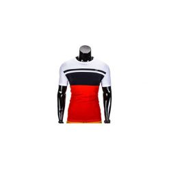 T-shirt męski bez nadruku S844 - granatowy/czerwony. Czerwone t-shirty męskie Ombre Clothing, s, z nadrukiem, eleganckie, bez kołnierzyka. Za 29,00 zł.