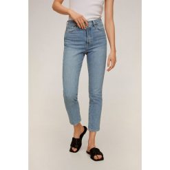 Mango - Jeansy Gisele. Niebieskie jeansy damskie Mango, bez wzorów, z elastanu, z podwyższonym stanem. W wyprzedaży za 103,90 zł.