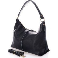 Skórzana torebka w kolorze czarnym - 33 x 27 x 13 cm. Czarne torebki klasyczne damskie marki Black Bags, w paski, ze skóry. W wyprzedaży za 260,95 zł.