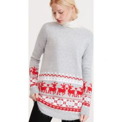 Sweter świąteczny - Jasny szary. Szare swetry damskie Reserved, s, bez wzorów, wizytowe, bez rękawów, bez kaptura. Za 79,99 zł.