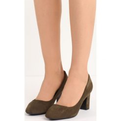 Khaki Czółenka Marry Me. Brązowe czółenka damskie marki Born2be, bez wzorów, na niskim obcasie, na słupku. Za 69,99 zł.