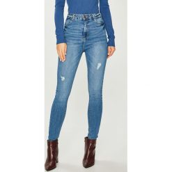 Answear - Jeansy. Niebieskie jeansy damskie rurki ANSWEAR, z bawełny, z podwyższonym stanem. Za 129,90 zł.