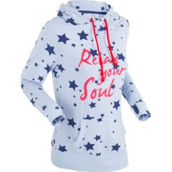 Bluzy damskie: Lekka bluza w gwiazdki, długi rękaw bonprix perłowy niebieski melanż