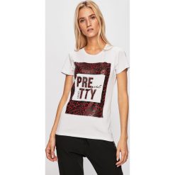 Liu Jo - T-shirt. Białe t-shirty damskie Liu Jo, s, z nadrukiem, z elastanu, z okrągłym kołnierzem. W wyprzedaży za 179,90 zł.