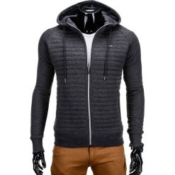 Bluza męska rozpinana z kapturem B637 - grafitowa. Szare bluzy męskie Ombre Clothing, s, bez wzorów, z bawełny, z kapturem, bez rękawów, z kapturem. Za 34,99 zł.
