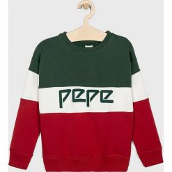 Pepe Jeans - Bluza dziecięca 128-178/180 cm. Niebieskie bluzy chłopięce Pepe Jeans, z nadrukiem, z bawełny, bez rękawów, bez kaptura. W wyprzedaży za 159,90 zł.