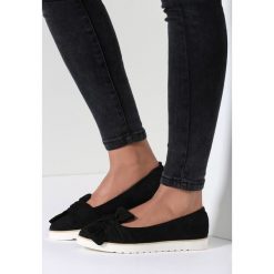 Baleriny damskie lakierowane: Czarne Balerinki Black Mustard