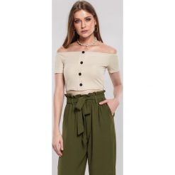 Jasnobeżowy Top Turbid. Brązowe bluzki damskie Renee, xl, bez wzorów, z dzianiny, bez kołnierzyka. Za 59,99 zł.