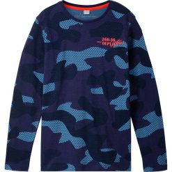 Shirt chłopięcy w deseń moro, długi rękaw bonprix niebieski wzorzysty. Niebieskie t-shirty chłopięce bonprix, moro, z długim rękawem. Za 34,99 zł.