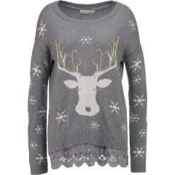Swetry klasyczne damskie: Cream CHRISTMAS Sweter light grey melange