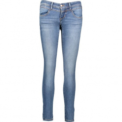 Dżinsy "Gina" - Slim fit - w kolorze niebieskim. Niebieskie jeansy damskie relaxed fit marki Mustang, z aplikacjami. W wyprzedaży za 195,95 zł.