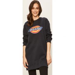 Dickies - Bluza. Niebieskie bluzy damskie Dickies, na co dzień, l, z nadrukiem, z bawełny, casualowe, z okrągłym kołnierzem, z długim rękawem, długie, mini, proste. W wyprzedaży za 219,90 zł.