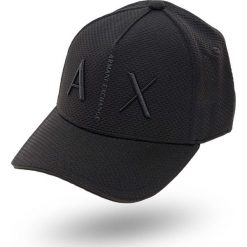 CZAPKA Z DASZKIEM Armani Exchange. Czarne czapki męskie Armani Exchange, z nadrukiem, z materiału. Za 219,00 zł.