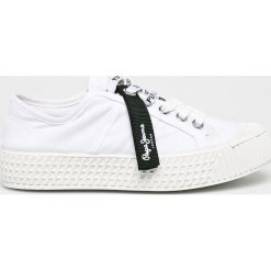 Pepe Jeans - Tenisówki dziecięce In_G Low Girls. Białe trampki dziewczęce z jeansu, na sznurówki. W wyprzedaży za 159,90 zł.