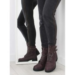BOTKI WORKERY ZAMSZOWE szare TS10 GREY. Szare botki damskie z zamszu, militarne, z paskami. Za 78,90 zł.