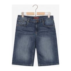 Guess Szorty Niebieski. Niebieskie spodenki i szorty męskie Guess, z aplikacjami, z elastanu, vintage. Za 180,95 zł.