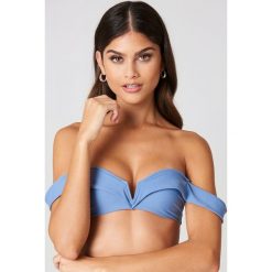Stroje dwuczęściowe damskie: J&K Swim X NA-KD Góra bikini bandeau Folded – Blue