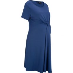 Sukienka ciążowa z dżerseju bonprix kobaltowy. Niebieskie sukienki damskie bonprix, z dżerseju, wizytowe, z okrągłym kołnierzem, proste. Za 34,99 zł.