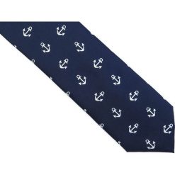 Granatowy krawat w kotwice D203. Niebieskie krawaty męskie Modini Moda Męska, na co dzień, bez wzorów, z tkaniny, casualowe. Za 49,50 zł.