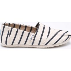 Toms - Espadryle Classic. Białe espadryle damskie Toms, bez wzorów, ze skóry, bez obcasa. W wyprzedaży za 189,90 zł.