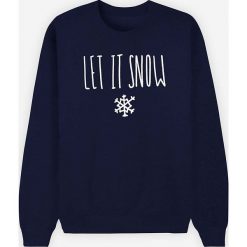 Bluza "Let it snow" w kolorze granatowym. Niebieskie bluzy damskie Wooop, l, z nadrukiem. W wyprzedaży za 89,95 zł.