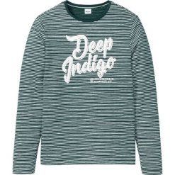 Shirt z długim rękawem i nadrukiem bonprix głęboki zielony z nadrukiem. Zielone koszulki męskie bonprix, xl, w paski, bez kołnierzyka, z długim rękawem, długie. Za 24,99 zł.