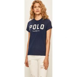Polo Ralph Lauren - T-shirt. Niebieskie bluzki damskie Polo Ralph Lauren, s, z aplikacjami, z bawełny, z okrągłym kołnierzem, z krótkim rękawem. Za 299,90 zł.