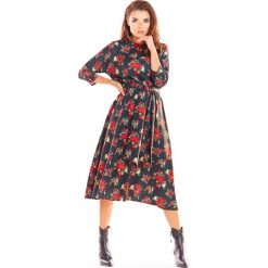 Sukienka midi elegancka rozkloszowana. Sukienki damskie e-margeritka.pl, xl, z nadrukiem, z poliesteru, eleganckie, bez kołnierzyka, bez rękawów, midi, rozkloszowane. Za 155,99 zł.