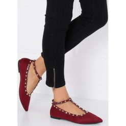 Baleriny z ćwikami bordowe 127-13 DK RED. Czerwone baleriny damskie obuwie damskie, bez wzorów, ze skóry, bez obcasa. Za 37,88 zł.