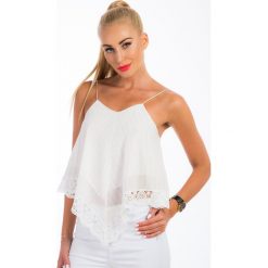 Top Kremowy w stylu boho BB1033. Białe bluzki damskie marki Fasardi, s, bez wzorów, boho, bez kołnierzyka, bez rękawów. Za 39,00 zł.