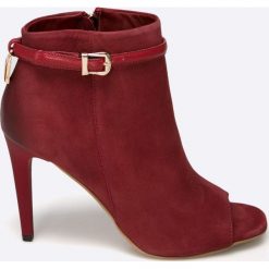 Carinii - Botki. Szare buty zimowe damskie marki Carinii, z materiału, z otwartym noskiem, na obcasie. W wyprzedaży za 179,90 zł.