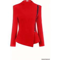 Czerwona nowoczesna bluza damska z zamkiem. Czerwone bluzy sportowe damskie Pakamera, w geometryczne wzory, z bawełny. Za 149,00 zł.