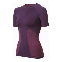 Bluzki sportowe damskie: Odlo Koszulka damska tech. Shirt s/s crew neck EVOLUTION WARM fioletowa r. XS (180911)
